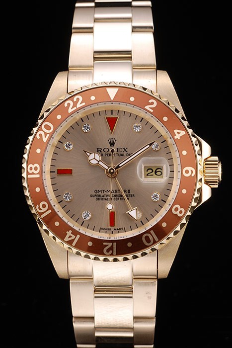 Rolex GMT Master II Gold Farbige Keramik-Lünette Gold Zifferblatt Tachymeter
